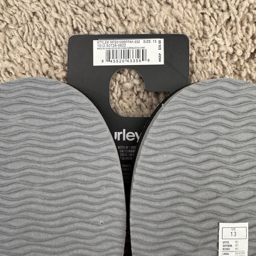 Hurley Layback Flip Flops Sandals Gray Camo Men 13 Beach Pool Comfort Slides NWT - Picture 6 of 10